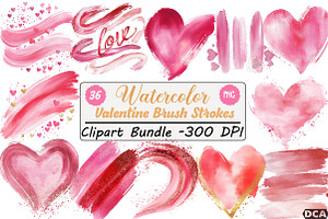 Pink Brush Strokes Clipart, an Illustration by DreamCafeArt