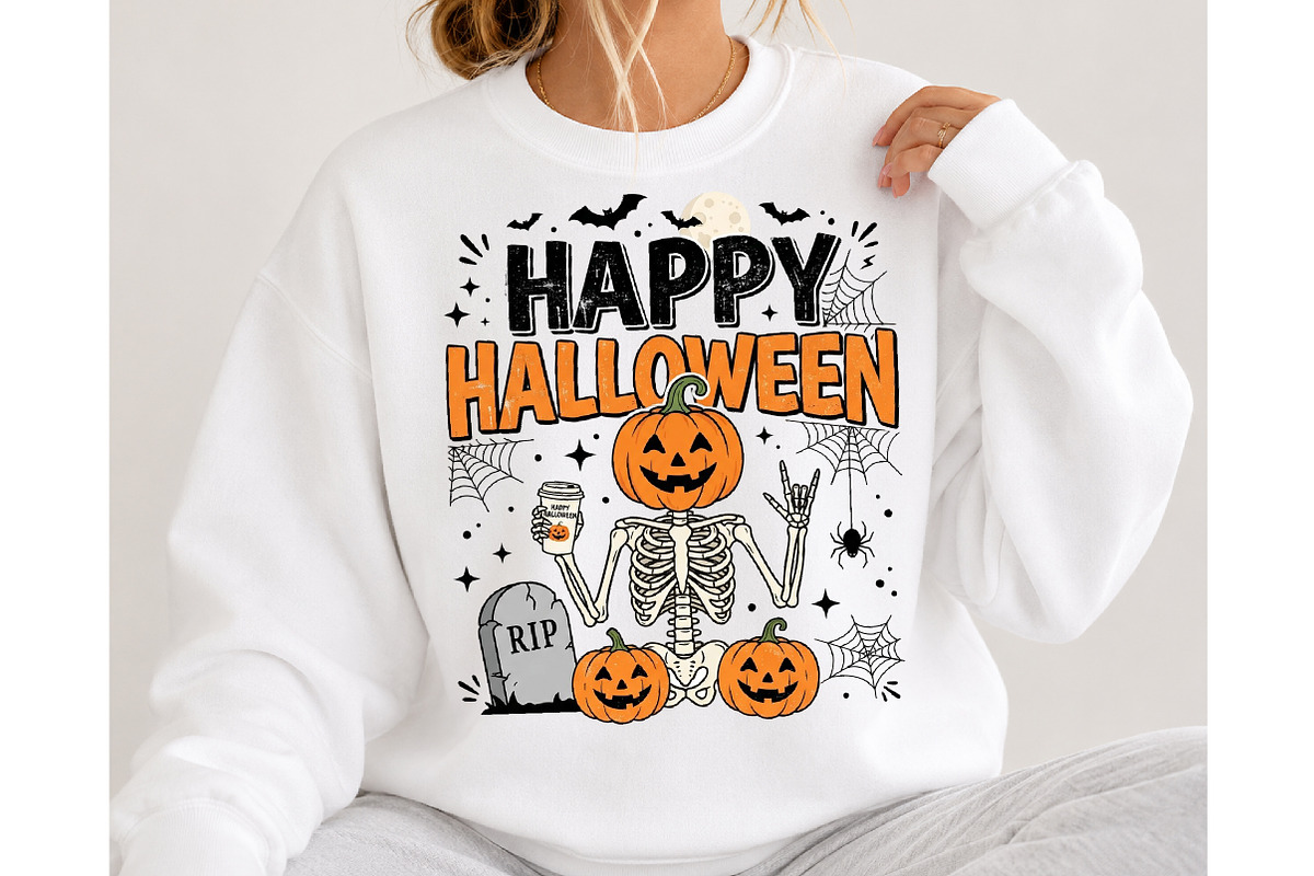 Skeleton Coffee Happy Halloween PNG, a Seasonal Illustration by DreamCafeArt (Photo 4 of 7)