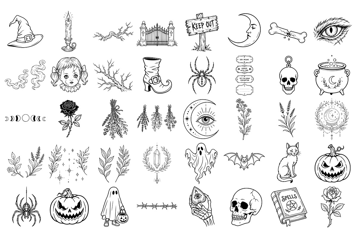 Witchy Halloween SVG Graphics, a Seasonal Illustration by DENIDigitalArtSudio (Photo 2 of 6)