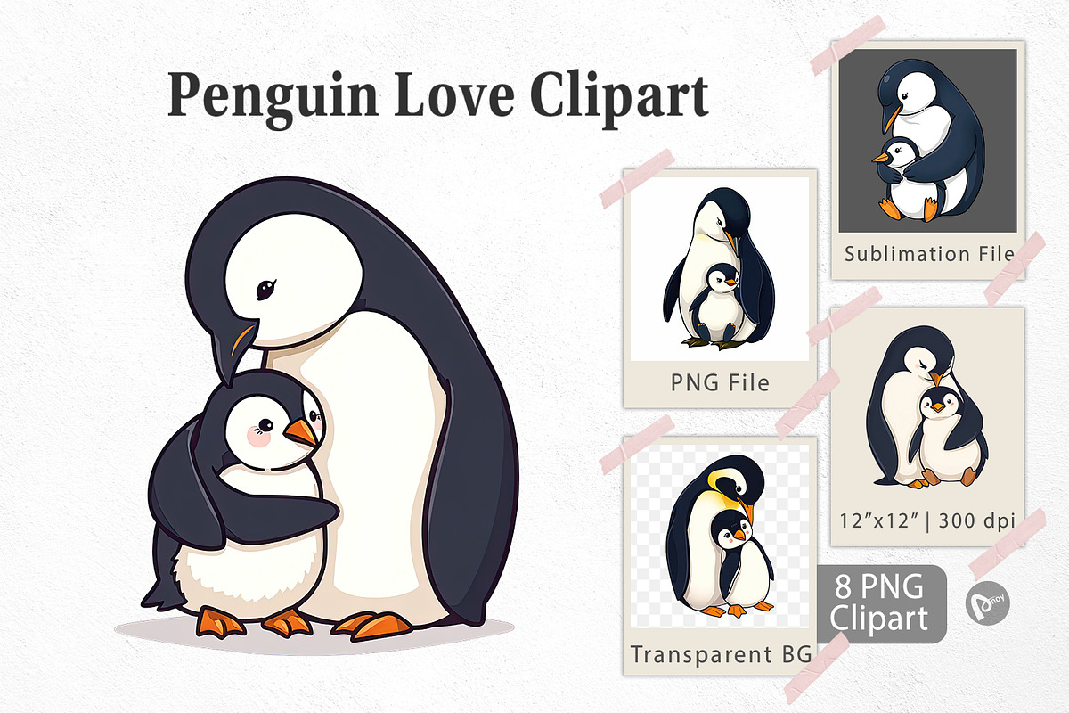 Penguin Family Love Clipart, a Graphic by Artnoy (Photo 1 of 5)
