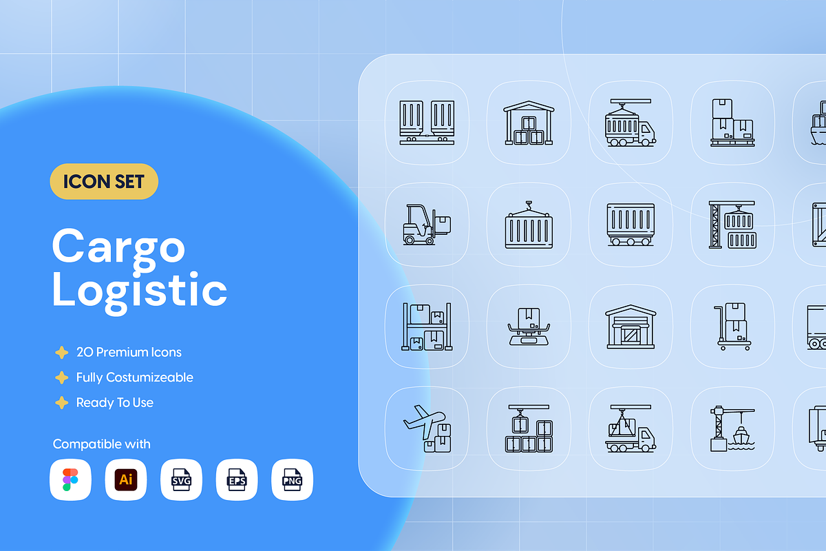 Cargo Logistic Icon Set, an Outline Icon by Nathaya Studio (Photo 1 of 2)