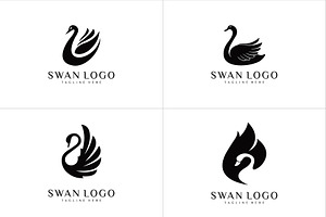 Swan Logo Vector Set Silhouettes