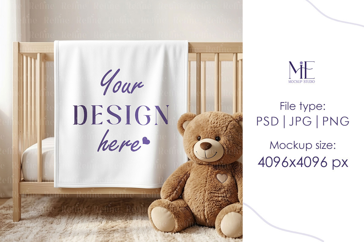 Baby Blanket Mockup 30x40 Canva PSD, a Household Mockup by Mie Mockup Studio (Photo 2 of 6)
