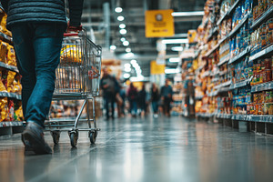 Man shopping supermarket grocery car, a Photo by Pixeness Studio
