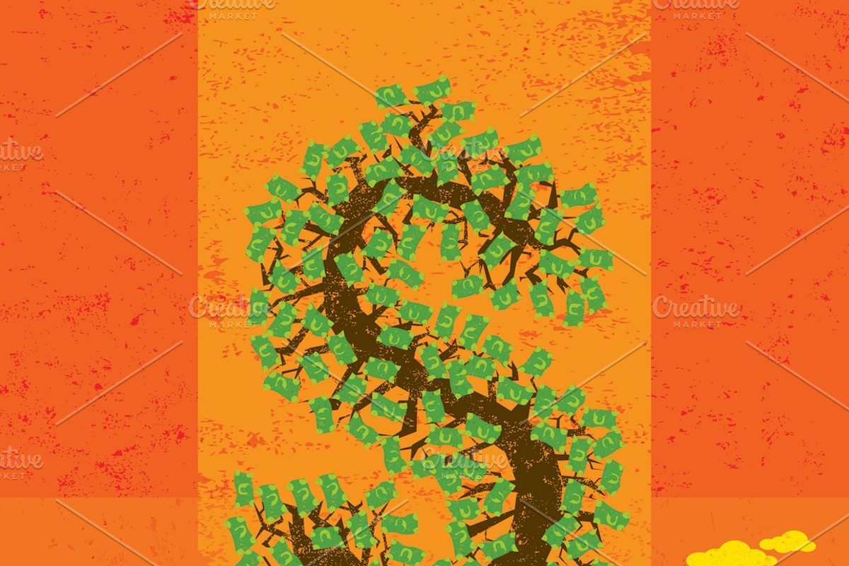 Looking at a money tree, a Finance Illustration by retrorocket (Photo 2 of 2)