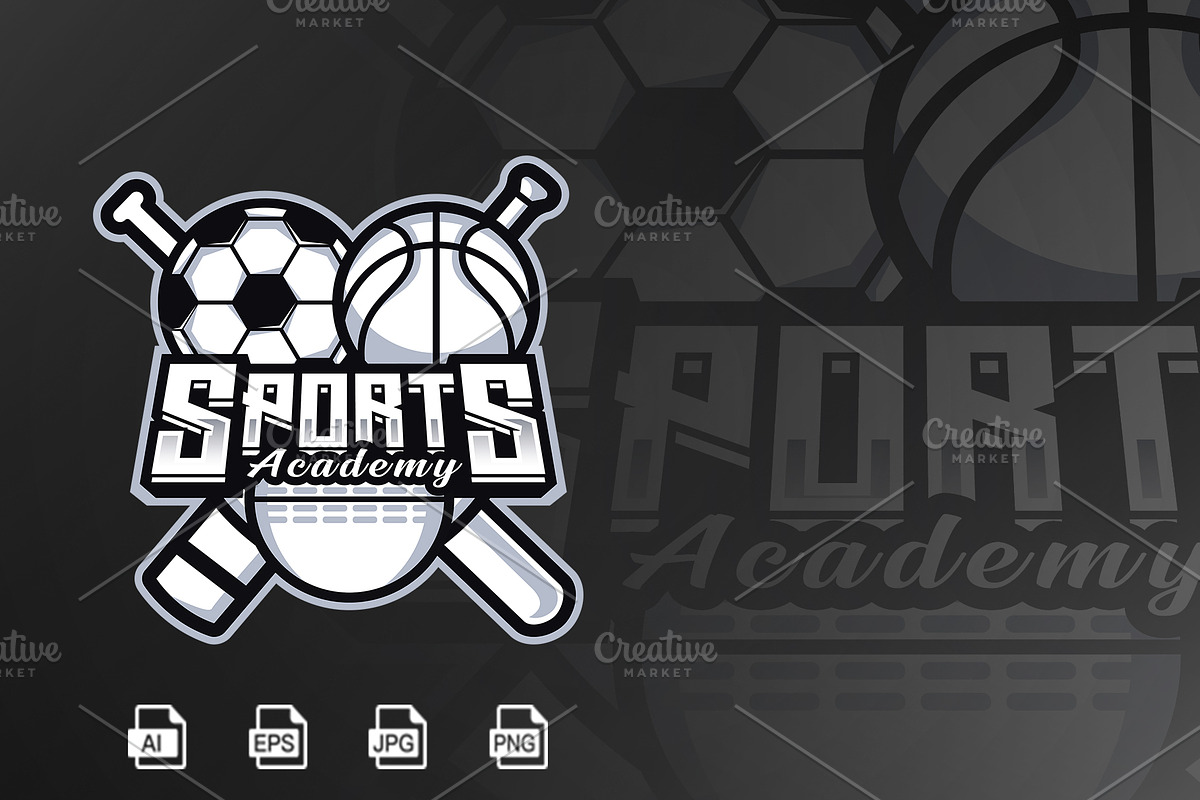 Sports Academy Mascot Logo Template, a Branding & Logo Template by HasnainGFX (Photo 1 of 3)