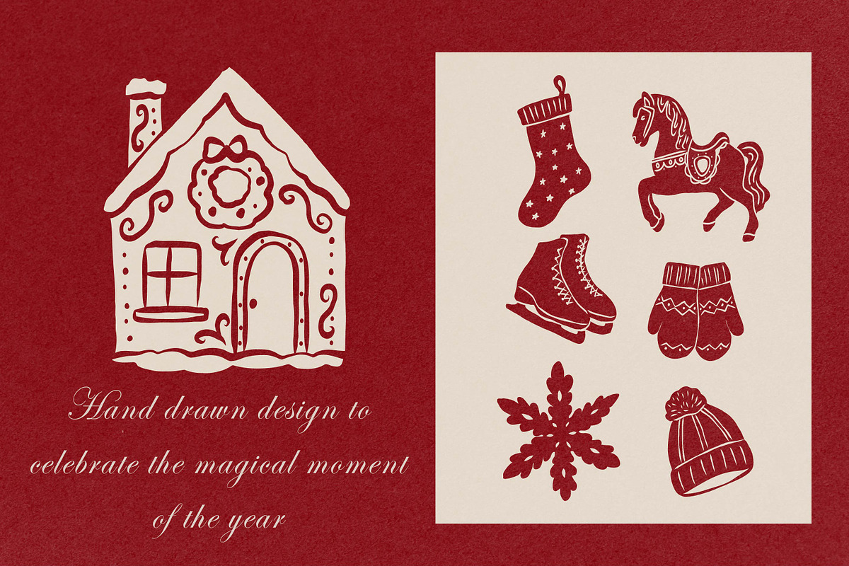 Linocut Christmas illustrations, a Seasonal Illustration by RaDavCrafts (Photo 8 of 9)