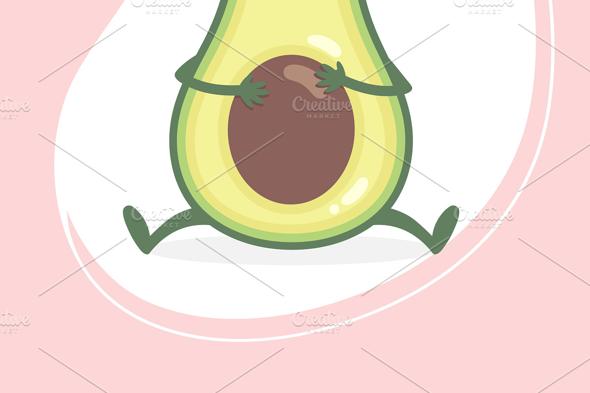 Cartoon Avocado Postcard, a Decorative Illustration by PsychocheArt (Photo 4 of 4)