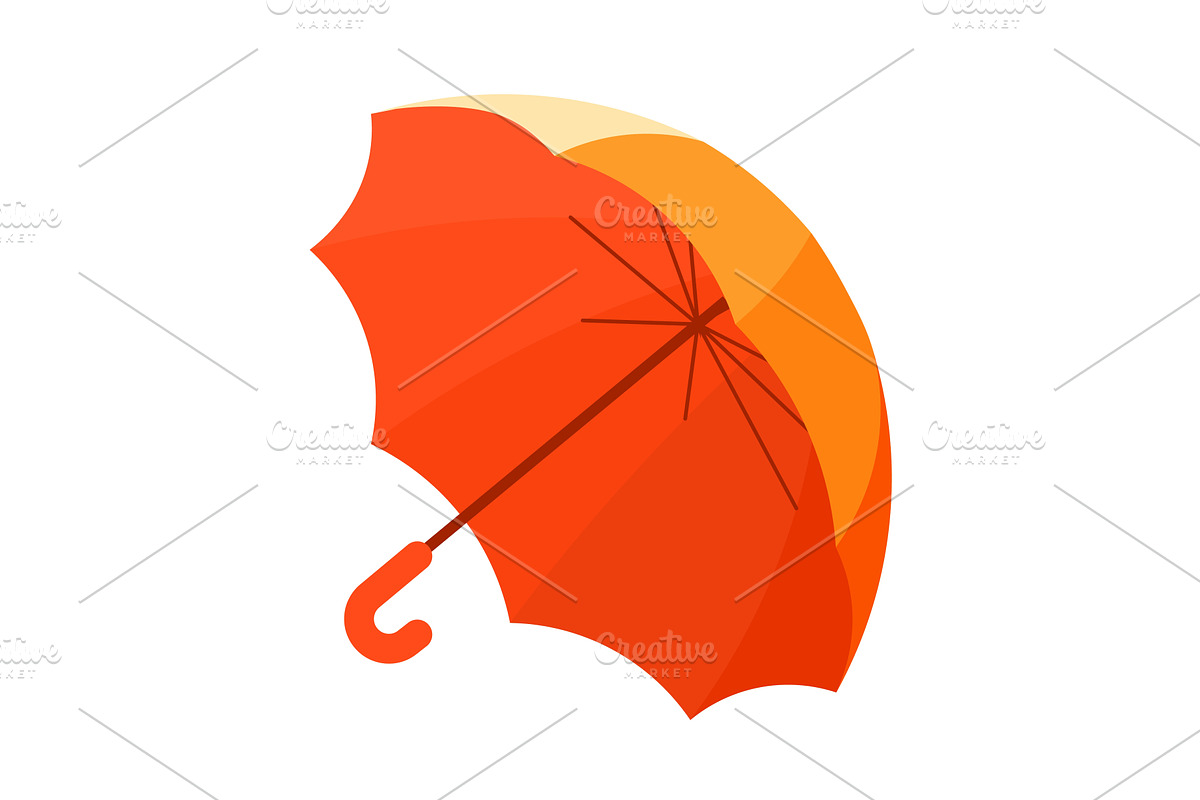 Bright orange umbrella with a curved, a Technology Illustration by Woters little shop