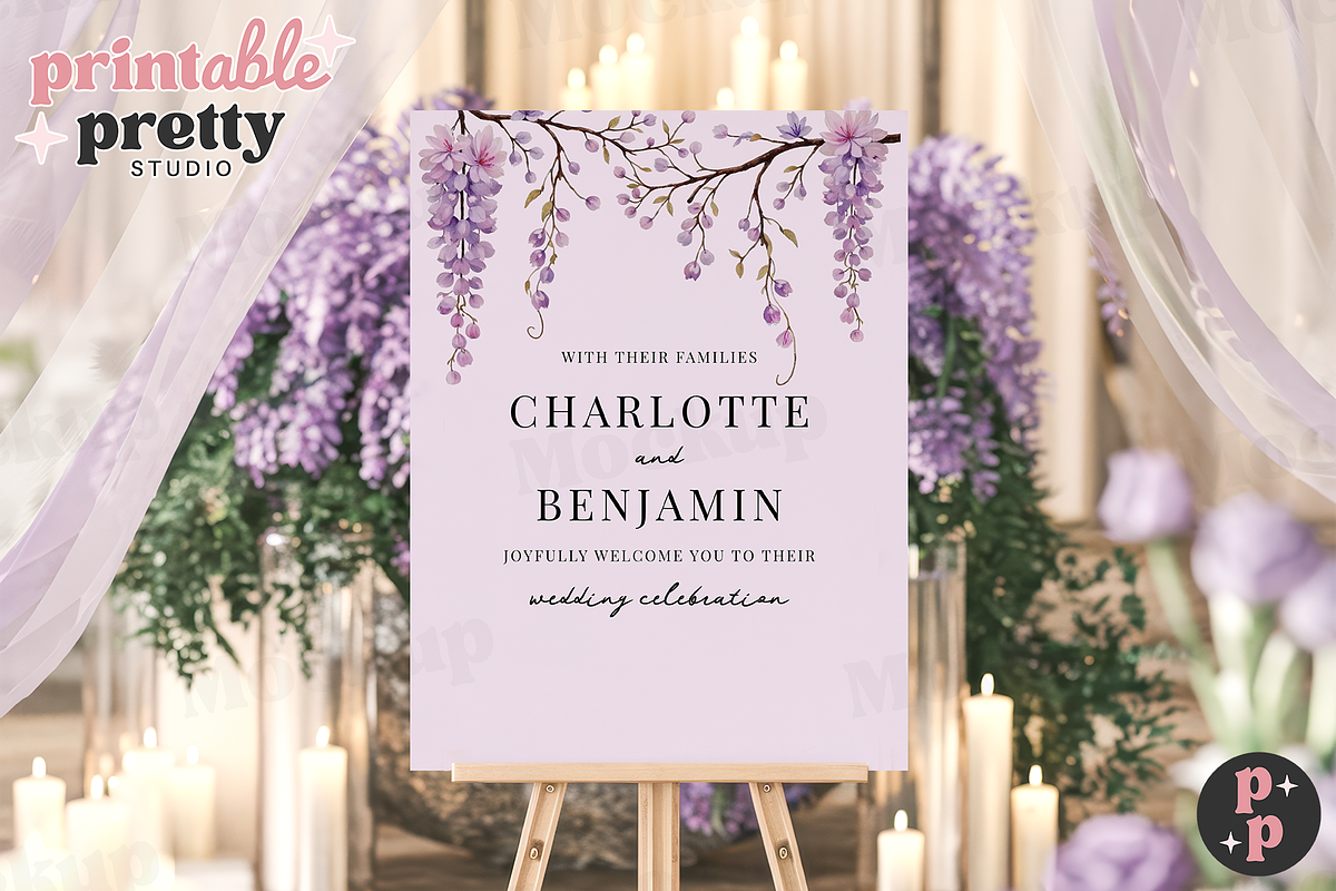 Wisteria PSD Wedding Sign Mockup, a Product Mockup by Printable Pretty Studio (Photo 4 of 5)