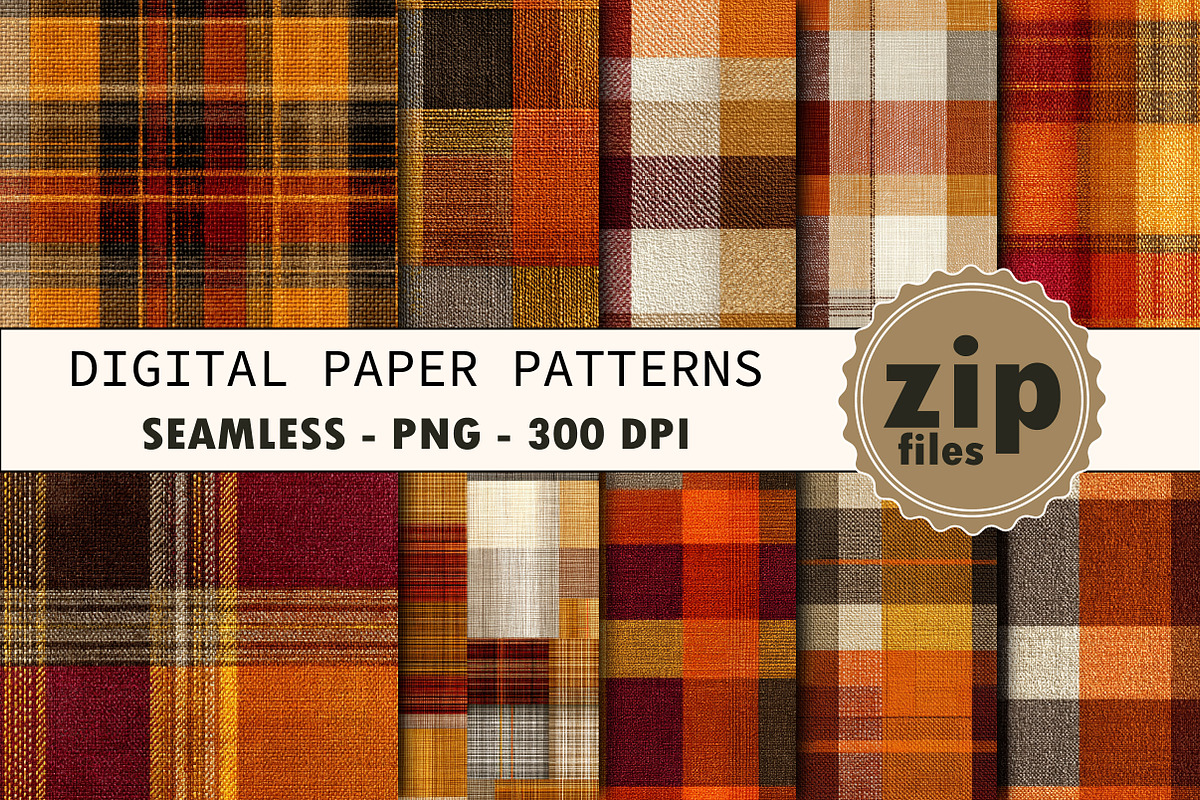 Orange Seamless Tartan Plaid Pattern, a Texture Graphic by CitraGraphics (Photo 1 of 7)