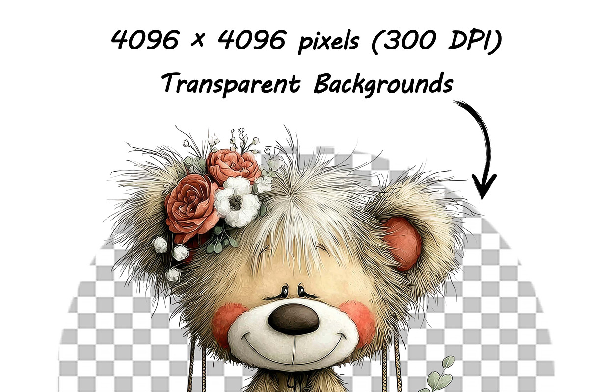 Whimsical Teddy Bear Birthday PNG, an Illustration by one-touch (Photo 7 of 18)