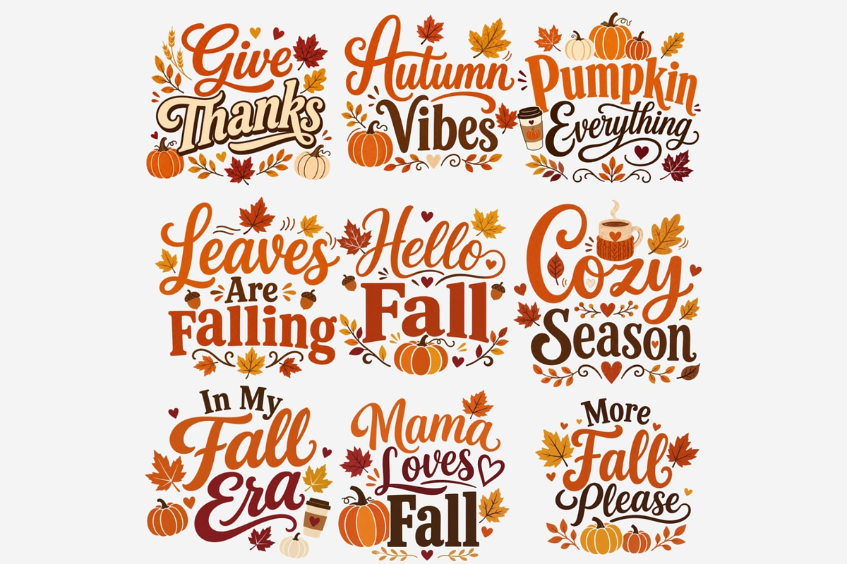 Autumn Phrases PNG Bundle, a Seasonal Illustration by Tanya Kart (Photo 7 of 11)