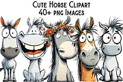 Cute Horse Clipart, an Illustration by Pixels.Craft (Thumbnail 1 of 6)