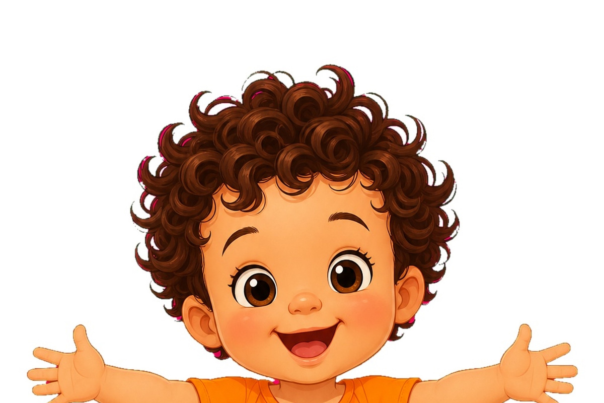 Cute cartoon toddler with curly hair, an Object Illustration by ZinetroN (Photo 3 of 3)