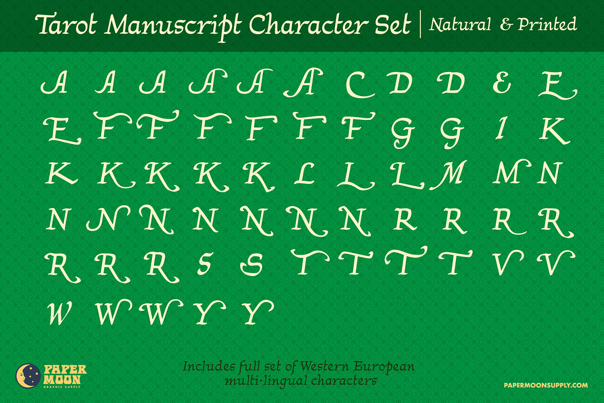 PM Tarot Manuscript Script Font, a Script Font by Paper Moon Graphic Supply (Photo 4 of 10)