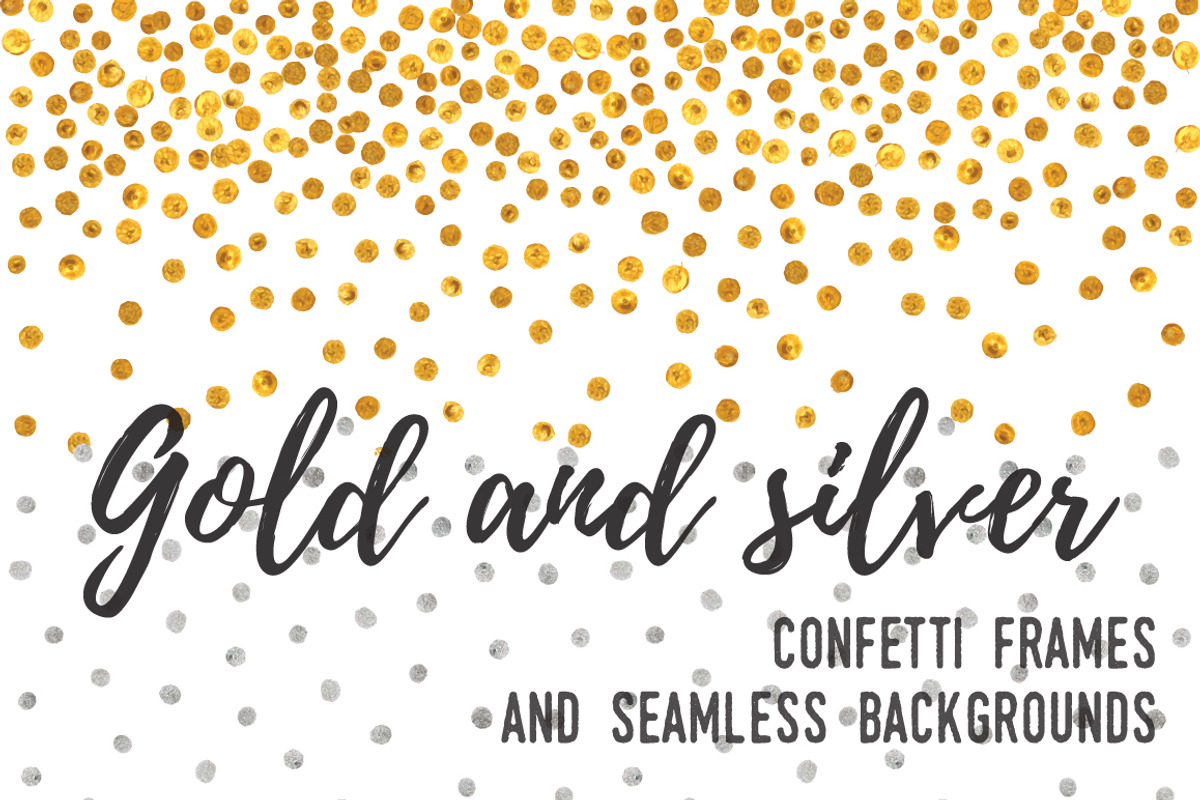 Gold and silver confetti backgrounds, a Pattern Graphic by ekmelica (Photo 1 of 5)
