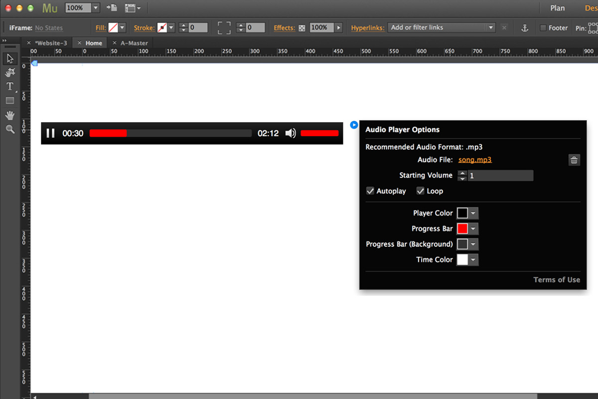 Audio Player Adobe Muse Widget preview 2