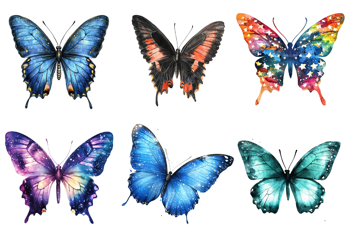 Butterfly Silhouettes Clipart, an Illustration by CreationArt (Photo 2 of 5)