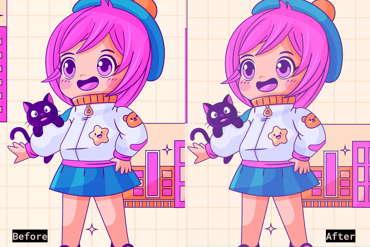 90s Anime Photoshop Template Effect, a Preset Add-On by Mock It Up (Photo 5 of 7)