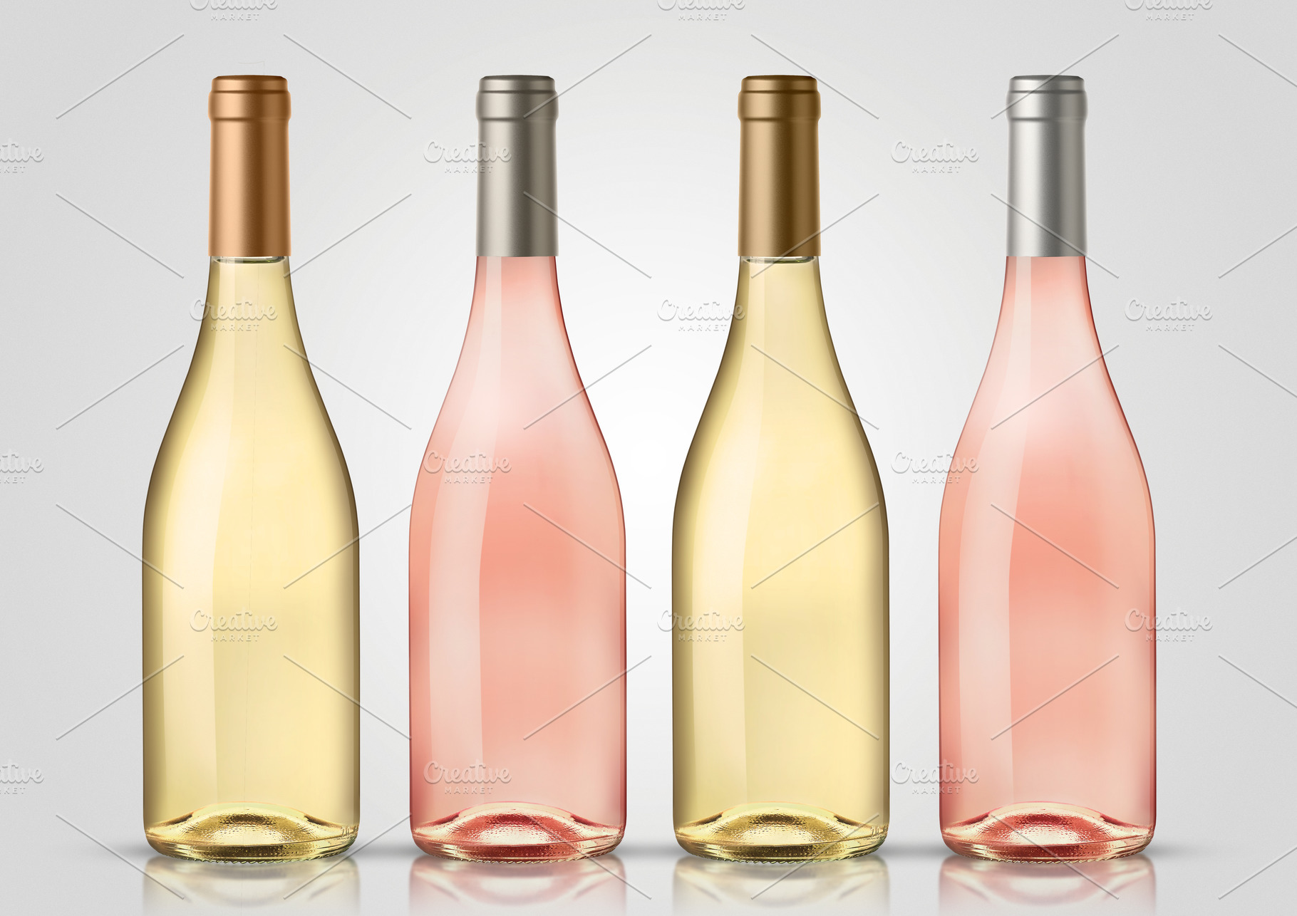 Mockup bottle white and rose wine 2 containing alcohol, alcoholic drinks, and, a Food & Drink Photo by Fenea Silviu