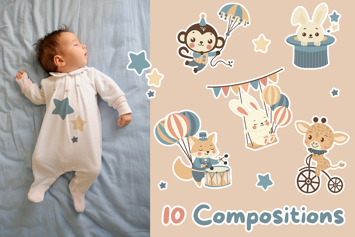 Circus - Baby Clipart & Patterns, a Decorative Illustration by JT_Design_Art (Photo 4 of 9)
