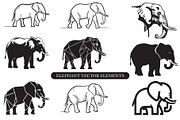 Elephant Vector Black Clipart Set, an Animal Illustration by balal (Thumbnail 1 of 11)