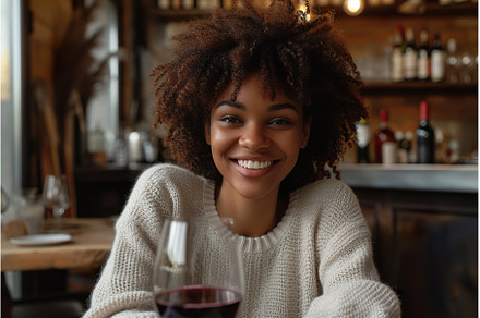 young woman enjoys glass of wine in, a Person Photo by Lermont51
