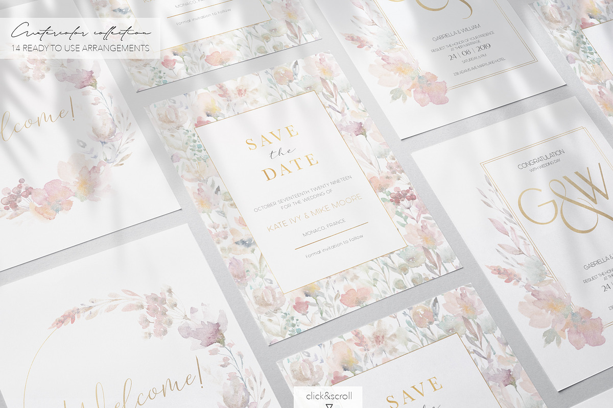 Watercolor Flower Pattern Collection, a Pattern Graphic by Alisa Fimen Design (Photo 3 of 11)