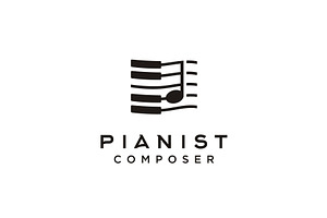 Piano Key Music Note Instrument Logo