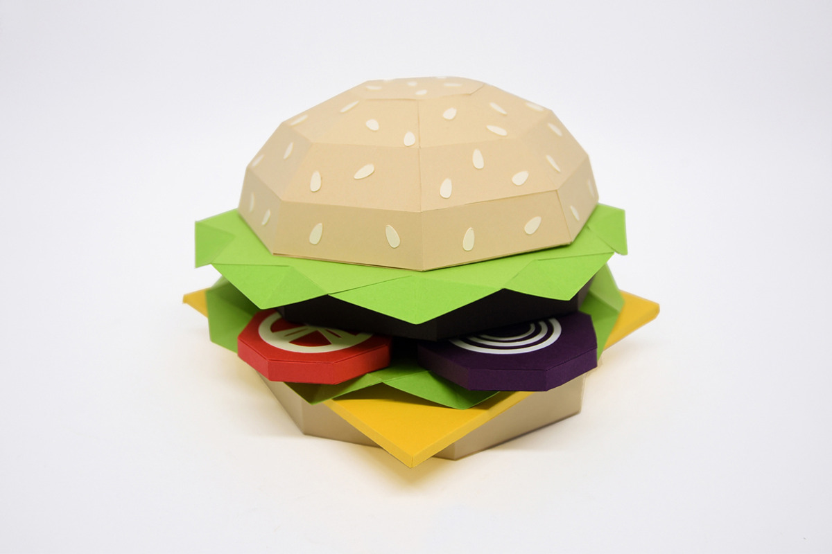 DIY Hamburger - 3d papercraft, a Templates & Theme by PAPER amaze