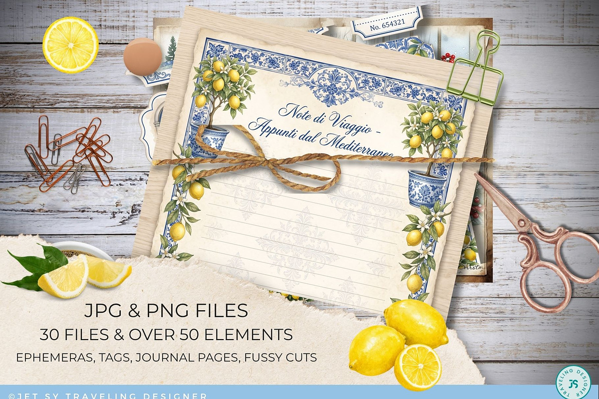 Mediterranean Lemons Journal Kit, an Object Graphic by Traveling Designer (Photo 4 of 6)