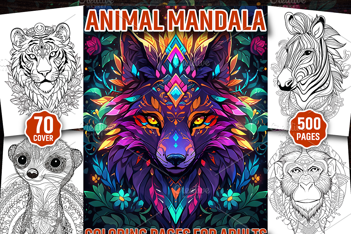 500 Animal Mandala Coloring Pages, an Animal Illustration by Design Station (Photo 1 of 5)