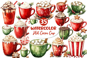 Cute Christmas Hot Cocoa Cup Clipart, an Illustration by Dream Creation