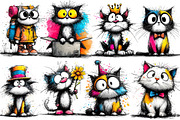 Quirky Funny Cats Clipart, an Animal Illustration by YA Design (Thumbnail 2 of 5)