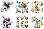Cute Safari Party Animal Watercolor, an Illustration by DreamPrint404 (Thumbnail 2 of 5)