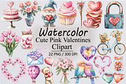 Cute Pink Valentines Clipart, an Illustration by Design Market (Thumbnail 1 of 3)