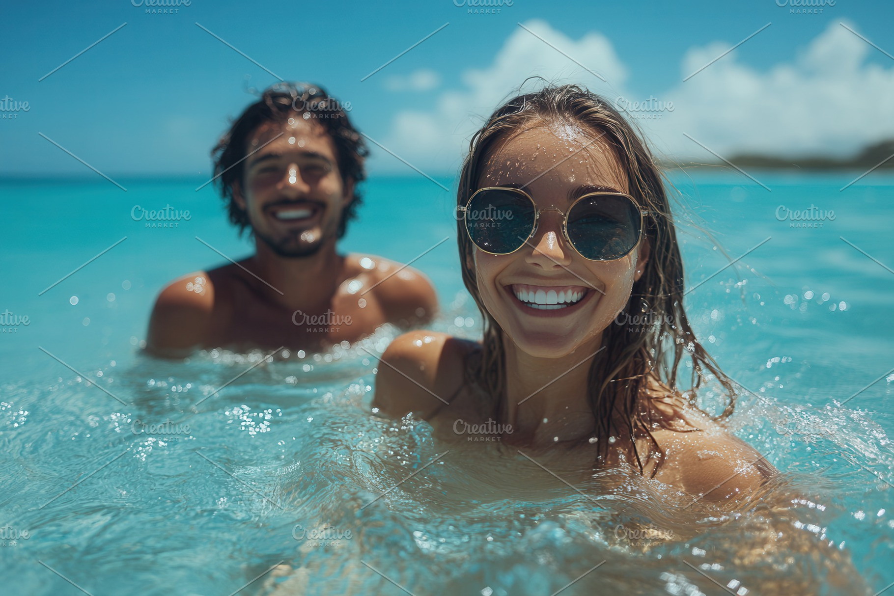 Couple enjoying a sunny day at the b, a Photo by Tanuart