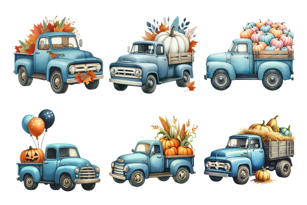 Autumn Truck with Pumpkins Clipart, an Illustration by Daily.Designs (Photo 2 of 5)