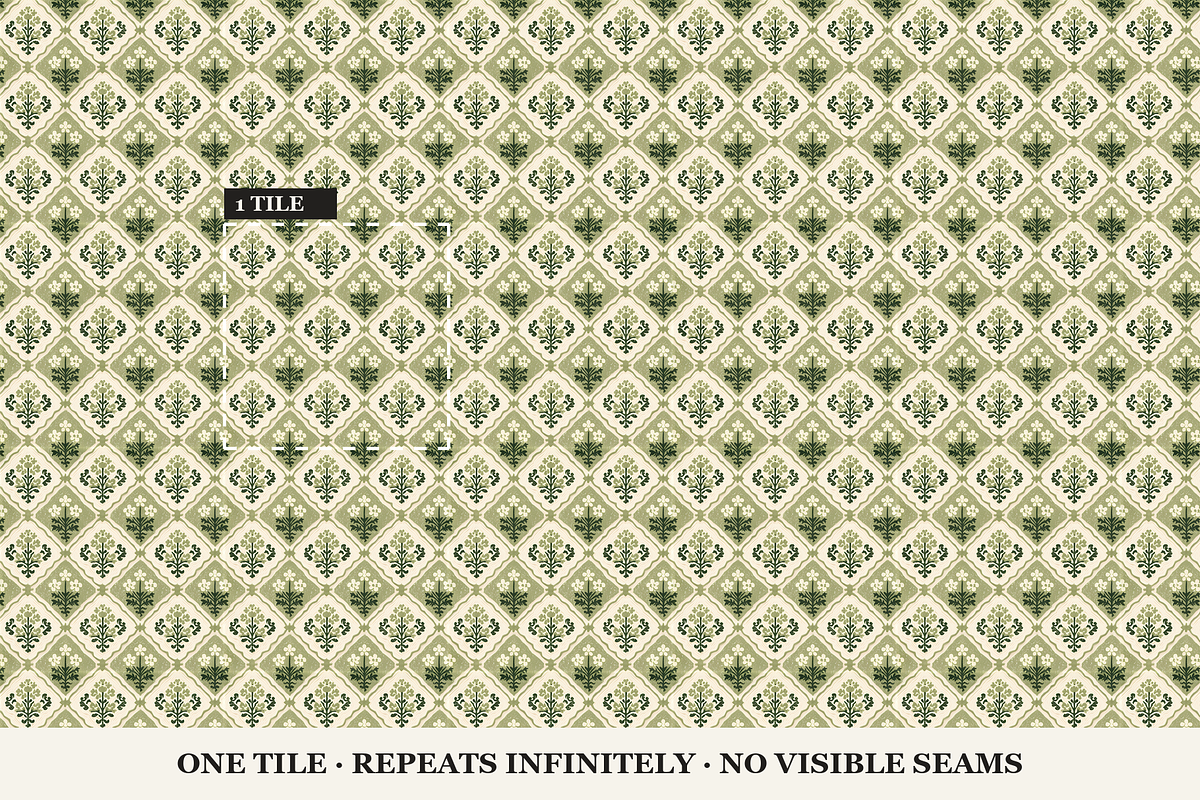 Olive Trellis Seamless Patterns, a Pattern Graphic by Inknfolly (Photo 2 of 4)