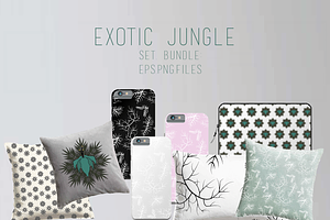 Interior Exotic Jungle Set. Bundle