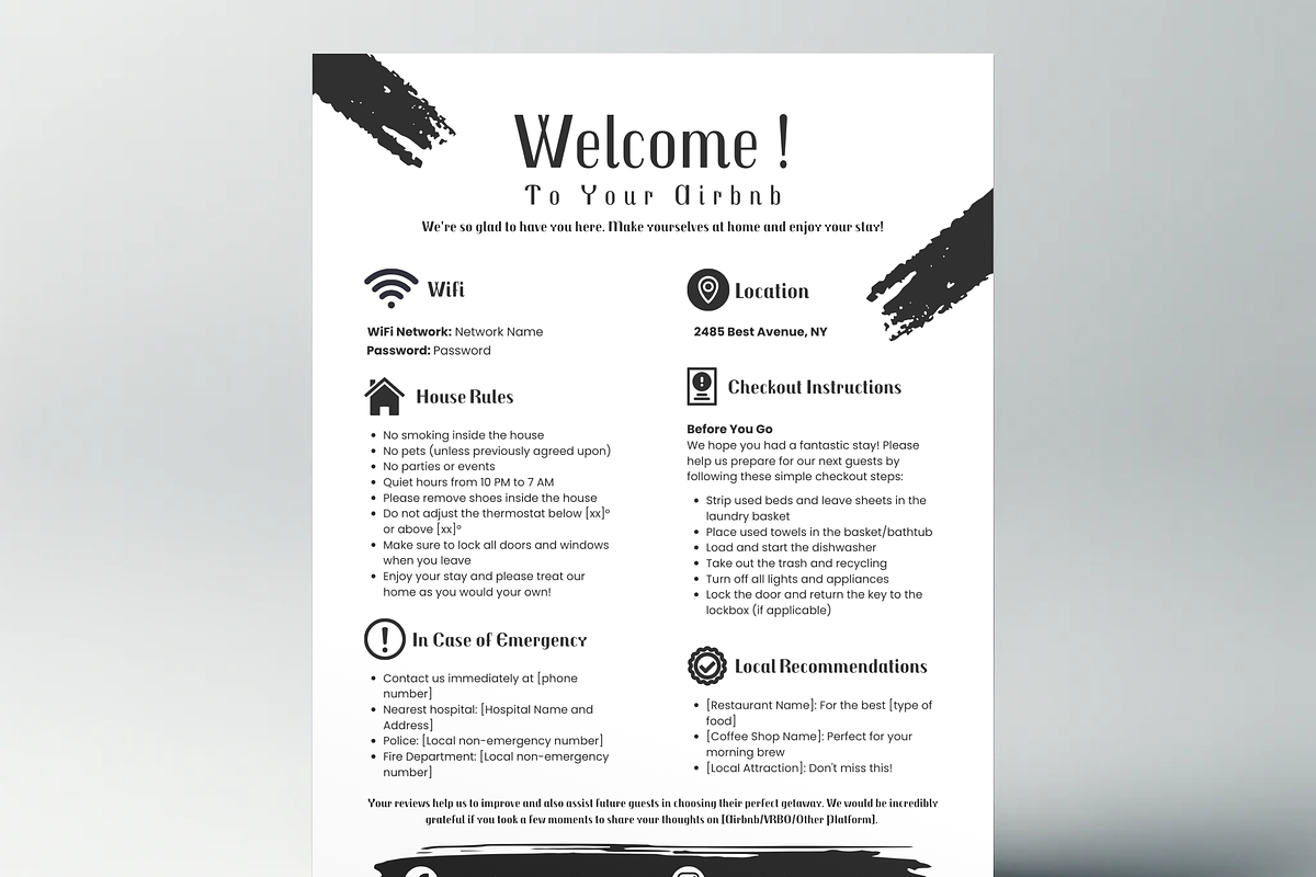Editable Airbnb Welcome Sign, a Print Template by MondaySpark (Photo 3 of 9)