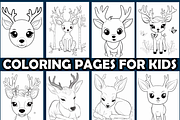 Cute Deer Coloring Pages For Kids, an Animal Illustration by maggiesar (Thumbnail 3 of 4)