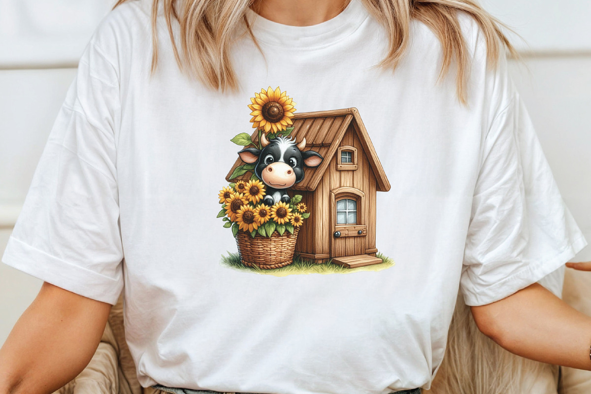 Watercolor Black Cow Peeking House, an Illustration by CraftArtStudio (Photo 4 of 6)