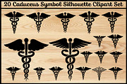 20 Caduceus Symbol Silhouette Set, an Illustration by hafijul (Thumbnail 1 of 4)