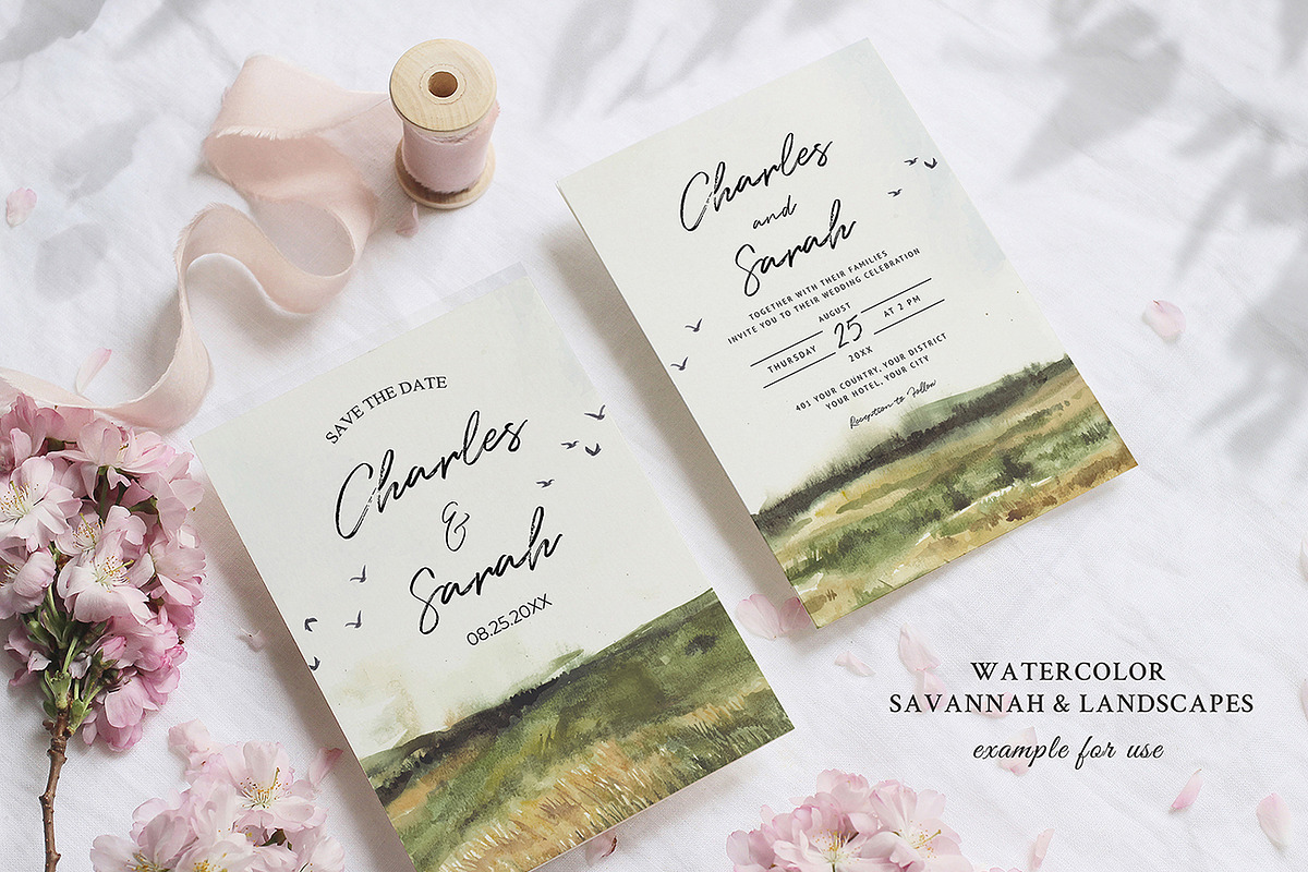 Watercolor Savannah & Landscapes, an Illustration by Yorda Studio (Photo 6 of 12)