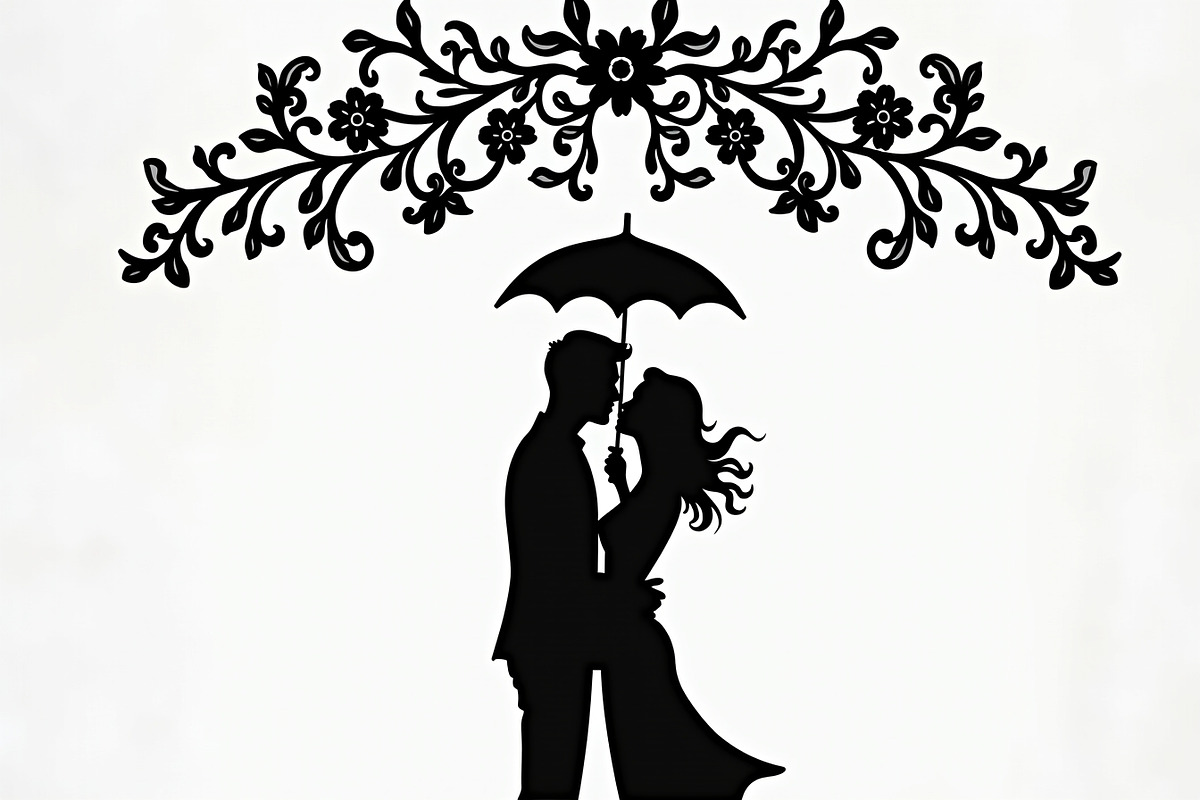 Romantic Couple Holding Umbrella, an Illustration by Amazin_art (Photo 10 of 21)