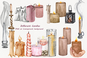 Candles Watercolor Clipart