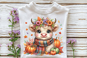 Autumn Fall Highland Cow Clipart, an Illustration by CraftArtStudio (Thumbnail 3 of 6)