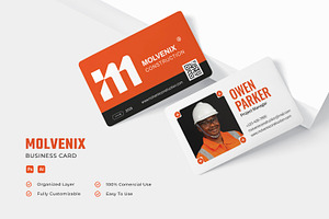 Molvenix Construction Business Card, a Business Card Template by Esensifiksi.studio